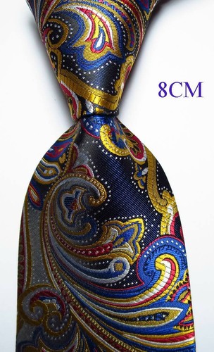 New Classic Paisley JACQUARD WOVEN 100% Silk Men's Tie Necktie - Afbeelding 2 van 15