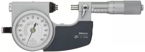 Mitutoyo Dial Indicating Retractable Anvil Outside Micrometer 0-25mm 0.001mm