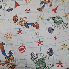 Vintage Twin Bed Flat Sheet WOODY BUZZ LIGHT YEAR Disney Pixar TOY STORY 1 2 3 4