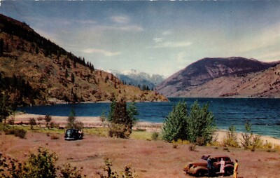 Lake Chelan Washington Highway 97 Cascade Mountains WA Union Oil 76 Ad Postcard 