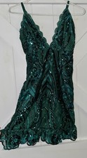 pretty little thing sequin green dress xs
