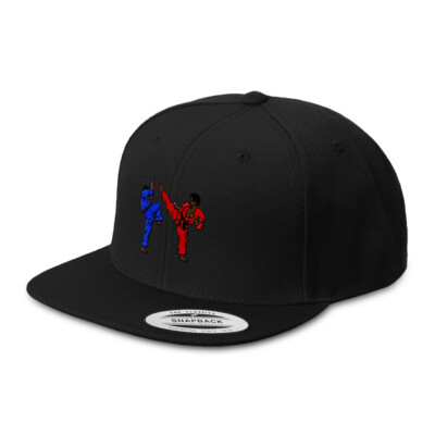 Flat Bill Trucker Hat Karate Fighters B Snapback Baseball Cap for Men and Women