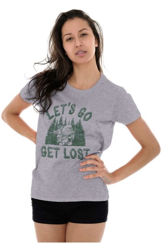 Smurfs Nature Camp Hike Get Lost Outdoors Womens Top Junior Graphic Tee - Picture 3 of 9