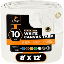 8x12 White Canvas Tarp 10 Oz