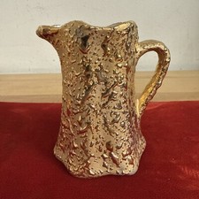 Vintage 22K Gold Weeping Bright Gold Ceramic Pitcher Vase — listing 5