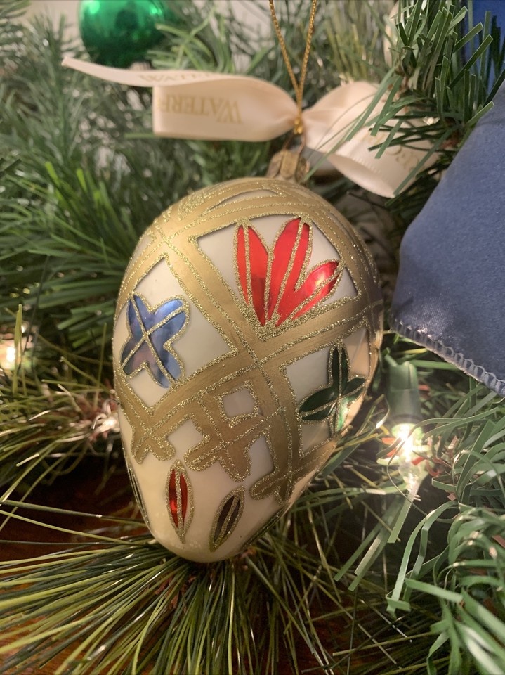 Waterford Holiday Heirlooms Gold Ivory Lismore Elegance Egg Christmas ...