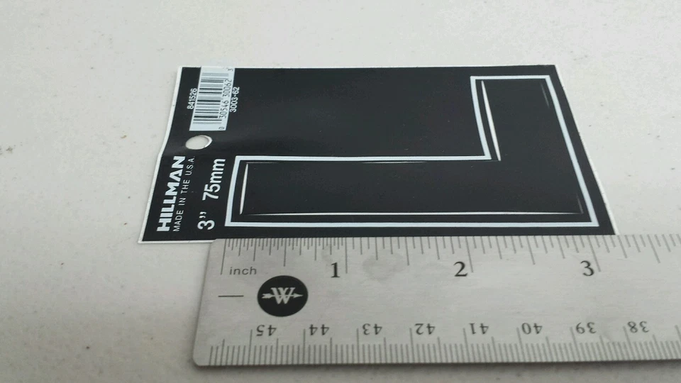 Hillman 3" letra (L) blanco y negro pegatina letras 75 mm Foto 2 de 3