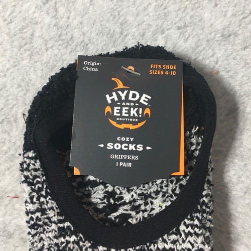Women's Pumpkin Halloween Socks w/Grippers Hyde & EEK Black Orange shoes sz 4-10 - Picture 4 of 4