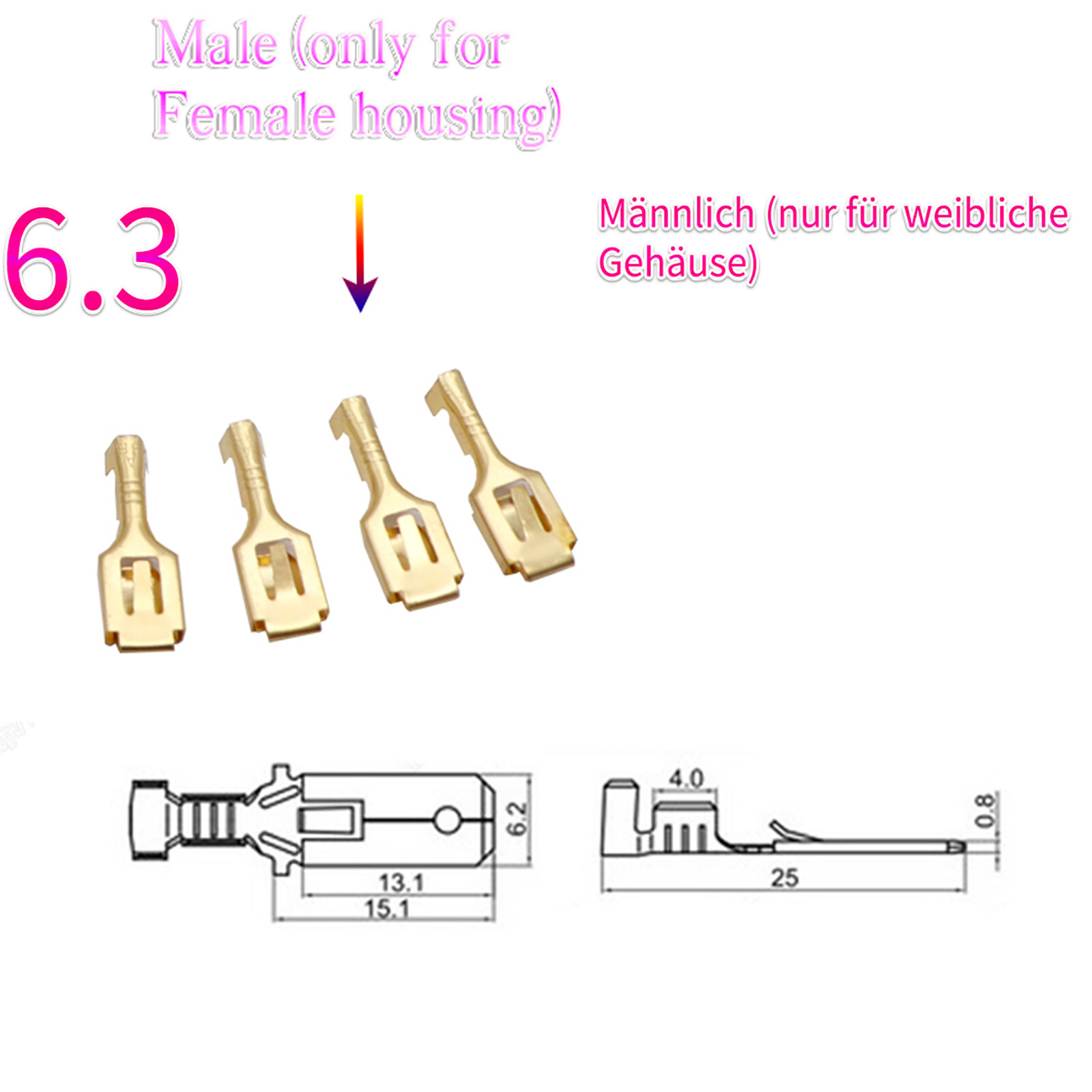 6.3mm Steckverbinder Elektrik 1 - 12Polig Mit Kabel Stecker Auto