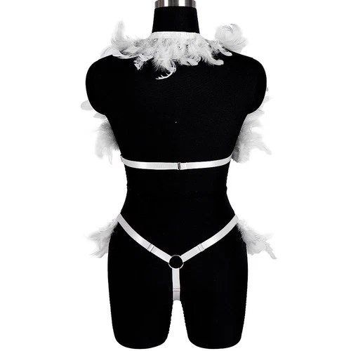 Feathers Accessories Harness Stocking Sexy Suspender Punk Goth Garters Rave Wear Foto 2 de 4