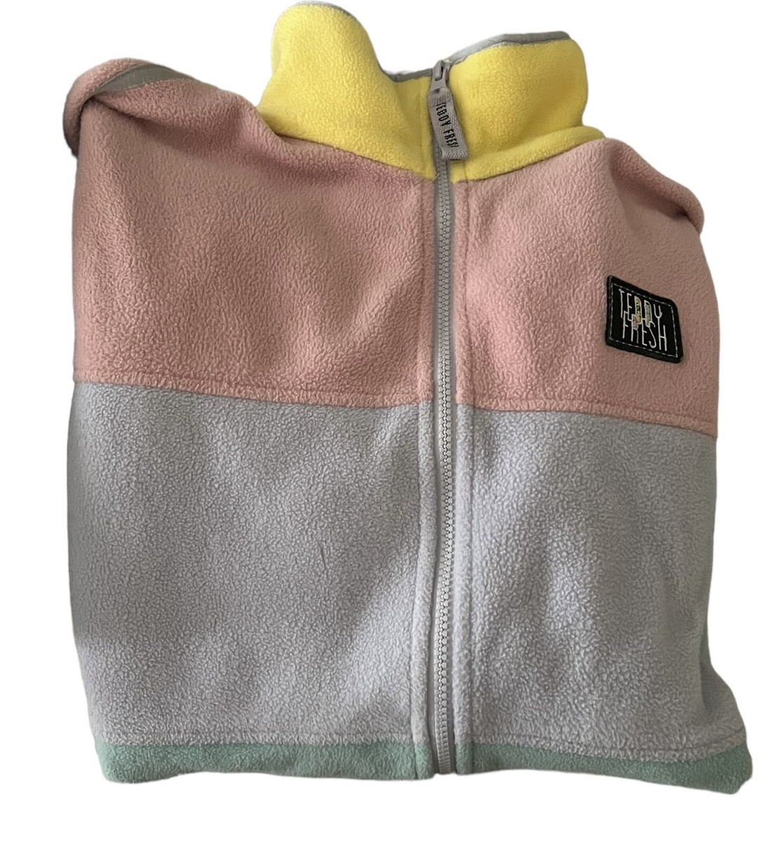 Teddy Fresh Mens Pastel Fleece Jacket Blue Color Block Full