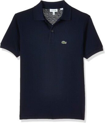 Lacoste Boys' Short Sleeve Classic Pique Polo Shirt, Marine, 1YR