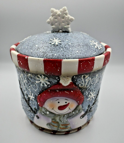 Ceramic Snowman Cookie Jar IT'S SNOW TIME, NEW