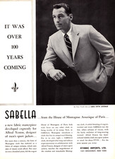 Sabella Fabric Men's Jacket Alfred Yeston Kymric Imports Vintage Print Ad 1954
