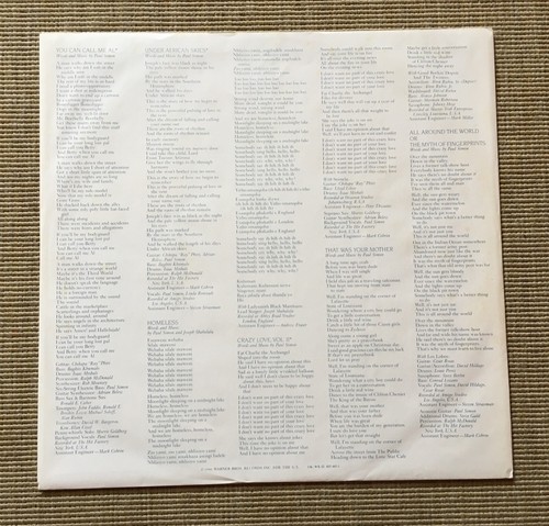 PAUL SIMON GRACELAND LP 1986 GERMANY ALSDORF A2B3 INNER STICKERED EMBOSSED M- - Picture 9 of 15