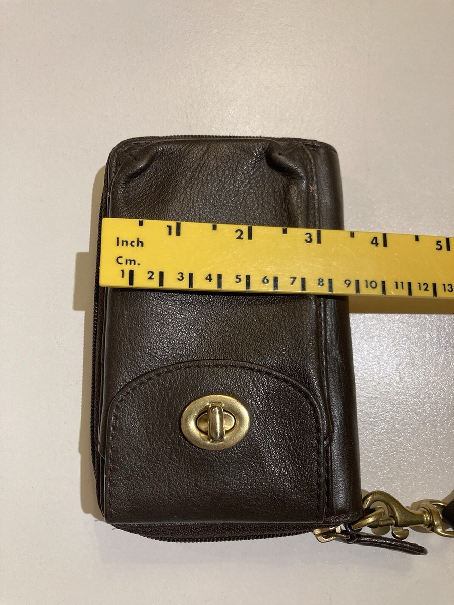 Vintage Coach Mahogany Brown Leather Turnlock Wristlet Pouch  display picture 1