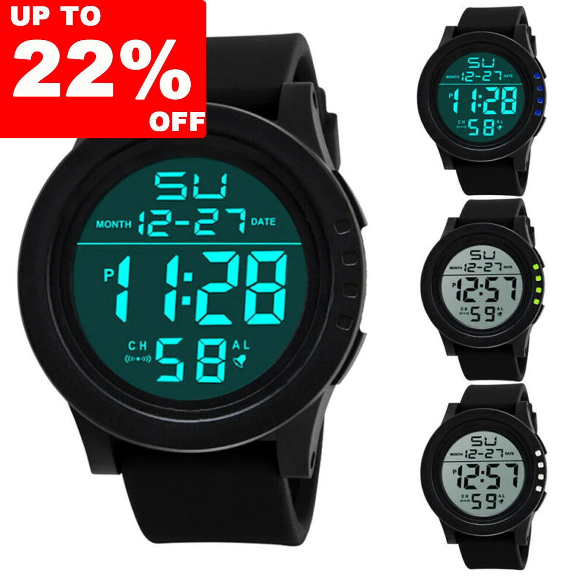 Digital LED Electron Watch Sports Military Date Wrist Quartz Watches Smartwatch