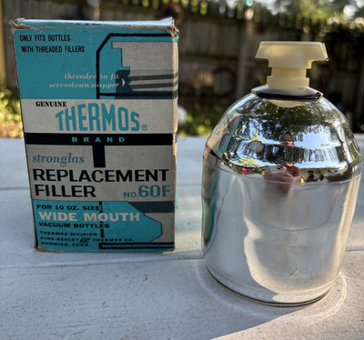 NOS VTG THERMOS Glass Replacement Filler 60F Wide Mouth 10 oz Vacuum Bottle