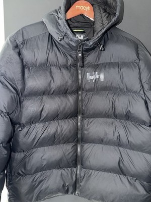 Helly Hansen Men s 2XL Black Hooded Puffer Jacket Insulated Winter Coat Full Zip