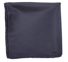 NWOT Italo Ferretti Textured Solid Navy Silk Pocket Square Italy 14"
