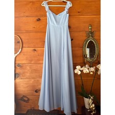 NWT Lulus Dreamy Admiration Light Blue Ruffled Maxi Dress Bridesmaid Formal XS