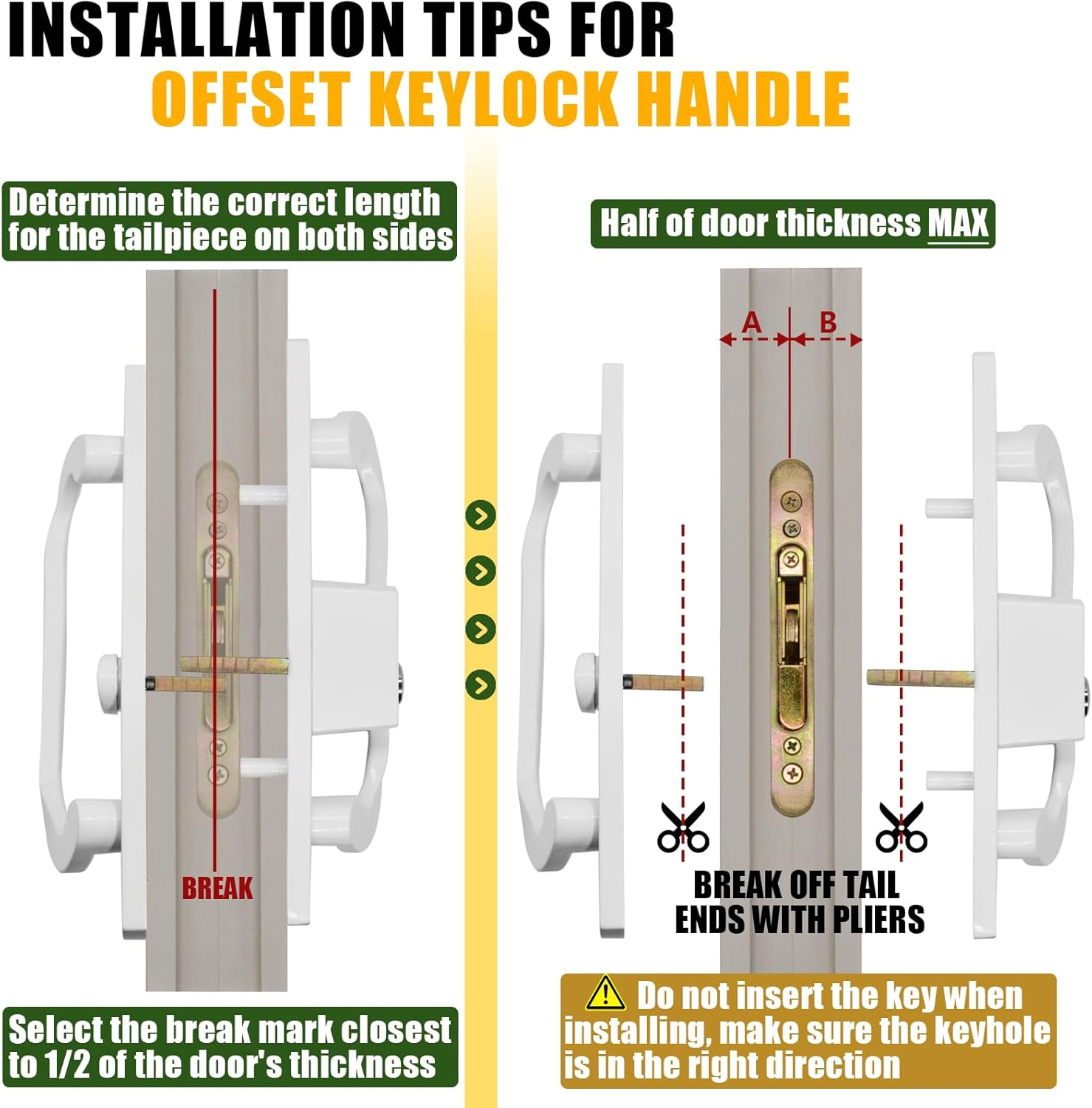 Patio Sliding Glass Door Handle Set with Mortise Lock 45° Keyway, Keyed ...