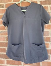 Jockey Women's Button Placket Shirttail Classic Fit Scrub Top Sz.Medium Grey