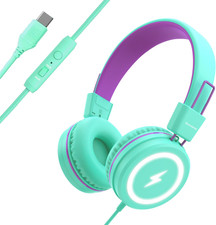 Kids Headphones with LED Lights, USB Type C Headphones for School