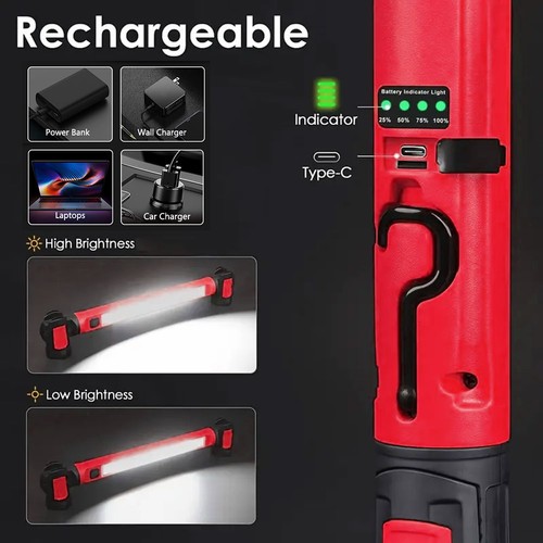 20W Mechanic Work Light, 1250LM Magnetic Work Light, Rechargeable LED Work - Picture 10 of 14