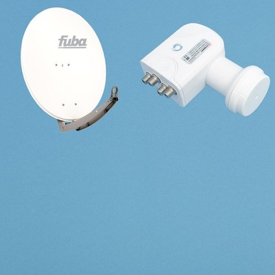Fuba DAA 780 W weiss HD Sat Anlage 4 Teilnehmer 78cm + Quad LNB Sat Spiegel HDTV