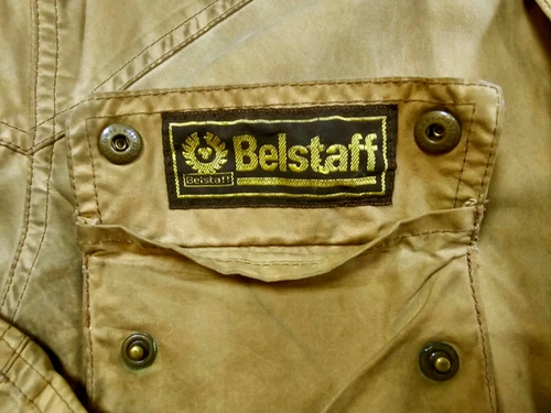 HOT VTG Men BELSTAFF TRAILMASTER BIKER PARKA BELTED KHAKI WAXED Jacket L (Fit M) image 9