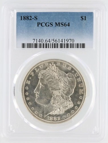 1882-S Morgan Silver Dollar PCGS MS64 S$1 San Francisco Minted No Reserve