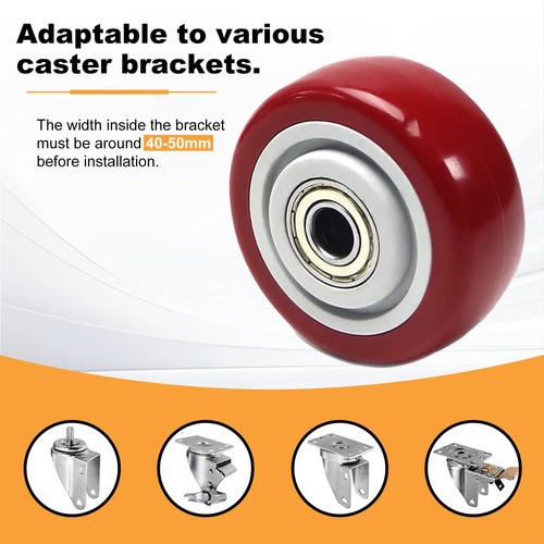 4Pcs 4 Inch Push Cart Wheels, 4" x 1.26" PU Caster Wheels Bearings Repair Kit... - Afbeelding 5 van 7