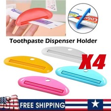 4X Plastic Tube Squeezer Toothpaste Dispenser Holder Rolling Bathroom Extract