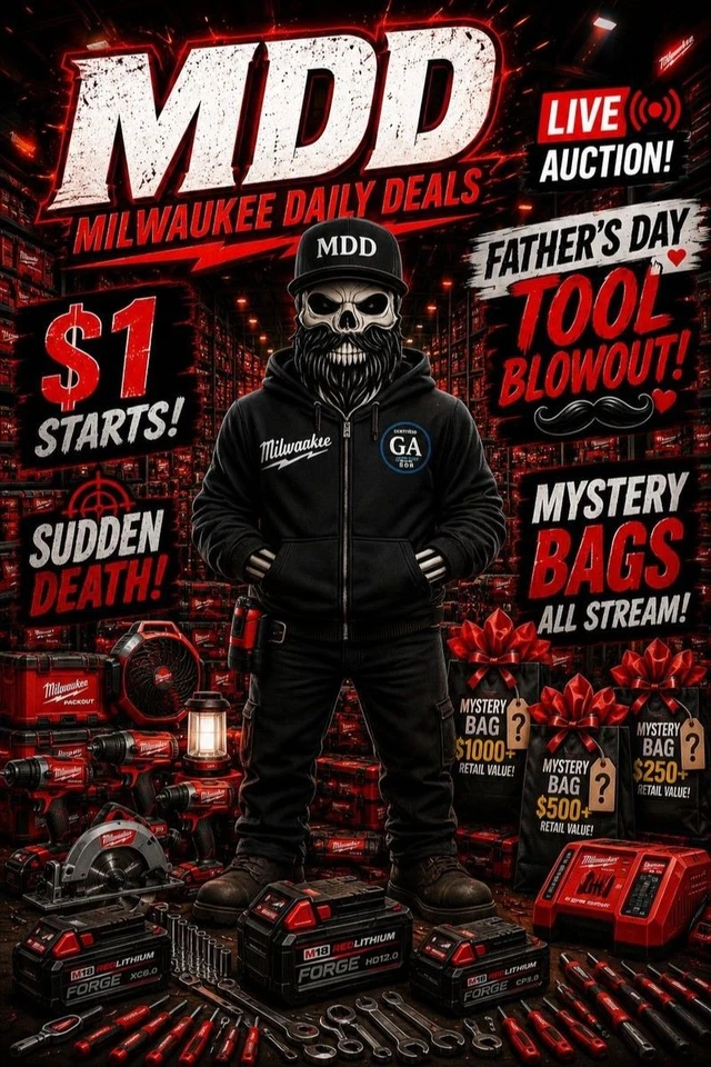 $1 Milwaukee Power Tools New Sudden Death 06/23/26 with GA Open