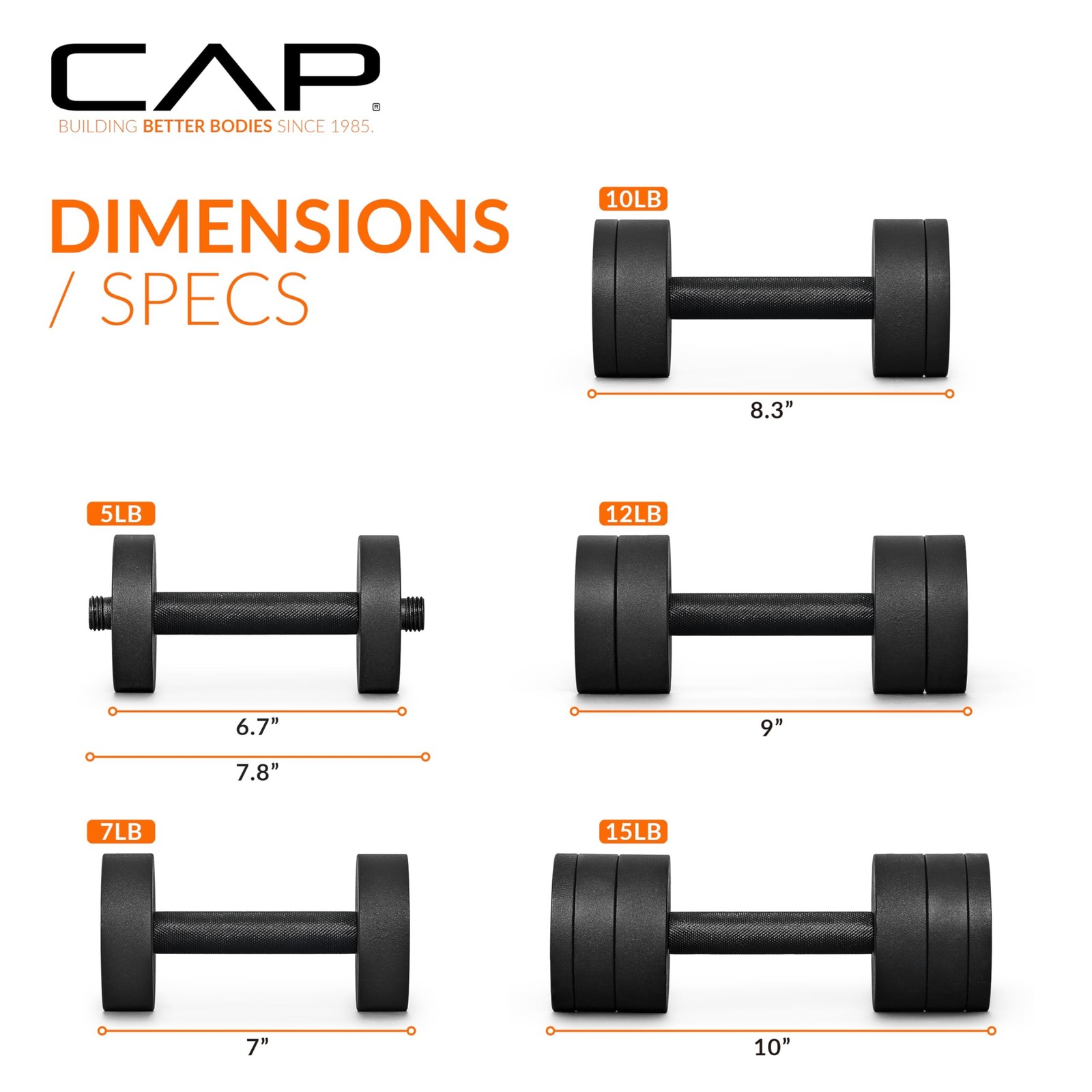 CAP Barbell 15 lb Adjustable Dumbbell – Compact Cast Iron Weight | Multipl