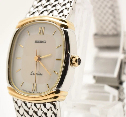Vintage [Exc+5] Seiko Exceline 1221-5890 Silver 18mm Quartz Women's Watch Japan