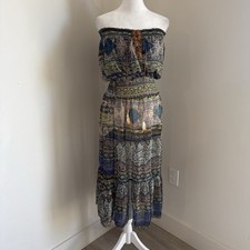 Anana Maxi Dress S Blue Brown Paisley Boho Hippie Summer Vintage