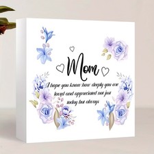 Mom I Love You Appreciate Floral Wooden Box Sign Mothers Day Mom Gift Home Decor