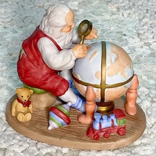 Vintage Santa And Globe Figure Willitts Design Porcelain Christmas Collectable