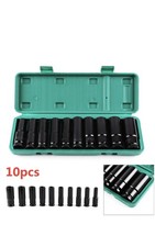 10 pc 1/2" inch Deep Impact Socket Tool Set 10-24mm Metric Garage Workshop 4-39