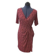 Motherhood pink and navy v-neck short sleeve wrap dress small