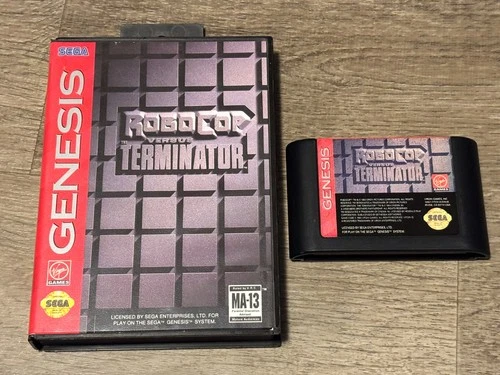 RoboCop Versus The Termintor Sega Genesis Game + Case Cleaned & Tested Authentic
