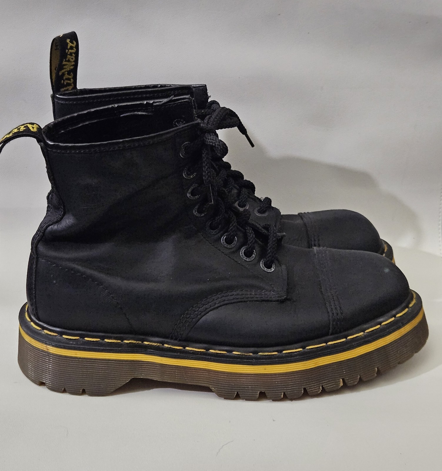Dr Doc Martens England Rare 90's Vintage Platform Black Boots Mens US 9 image 3