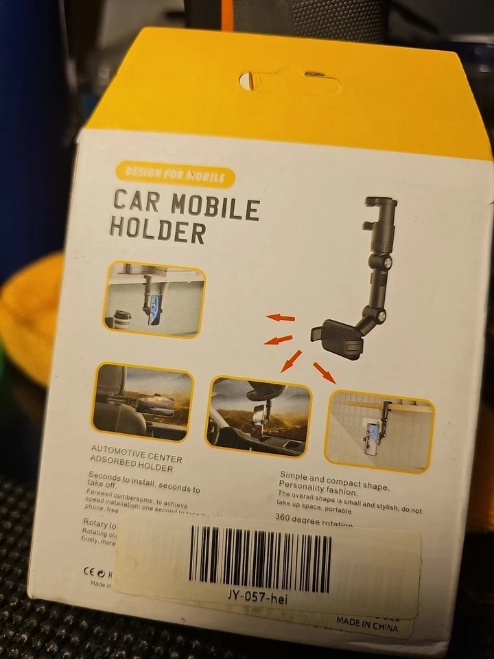 Car Mount Holder Cellphone Stand Rear-View Mirror Clip 360 Universal - Image 2 of 4