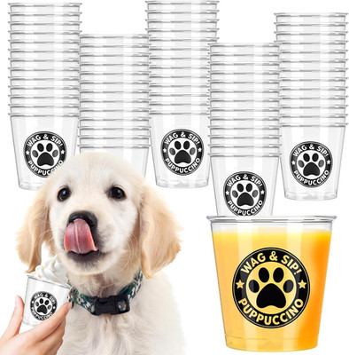 Yungyan 50 Pcs 3 Oz Clear Pup Cup for Dogs, Mini Plastic Cappuccino Cup for Dogs