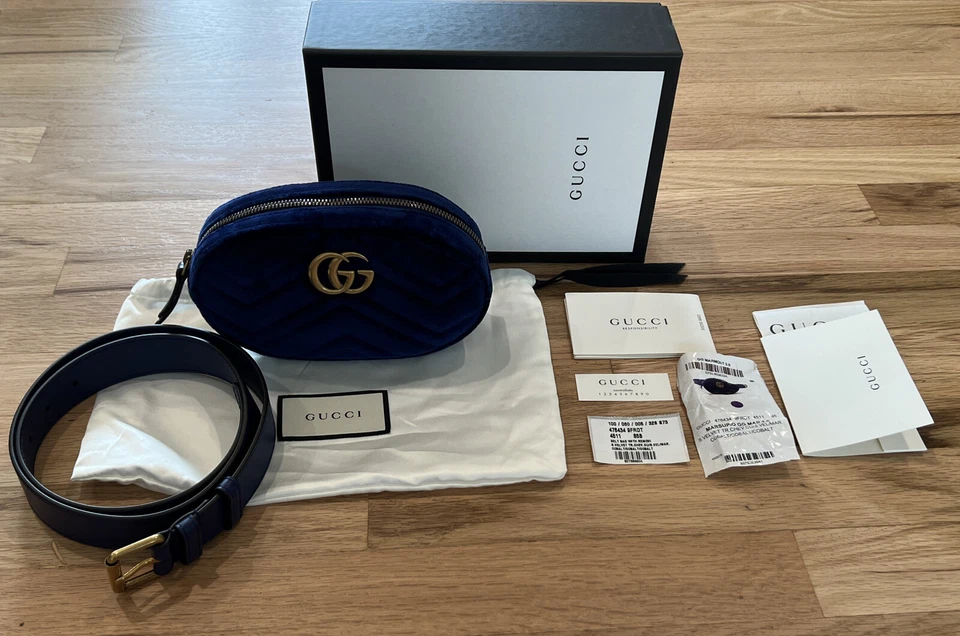 NUEVO CON ETIQUETAS Gucci Marmont 2.0 Bolso Cinturón Riñonera Cintura Talla 85 cm Azul Cobalto Bandolera Foto 3 de 4