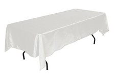 Tektrum 60 X 120 inch Rectangular Silky Satin Tablecloth - Party Banquet White 