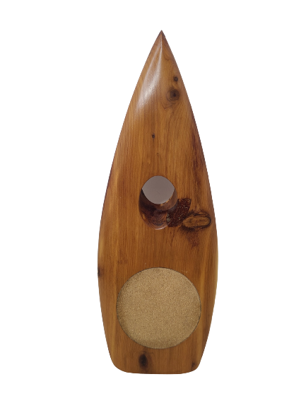 Vintage Cedar Wine Bottle Holder Hand Made Signed Apx 12in X 4.25