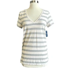 NWT Lucky Brand Striped V-neck Short Sleeve T-shirt